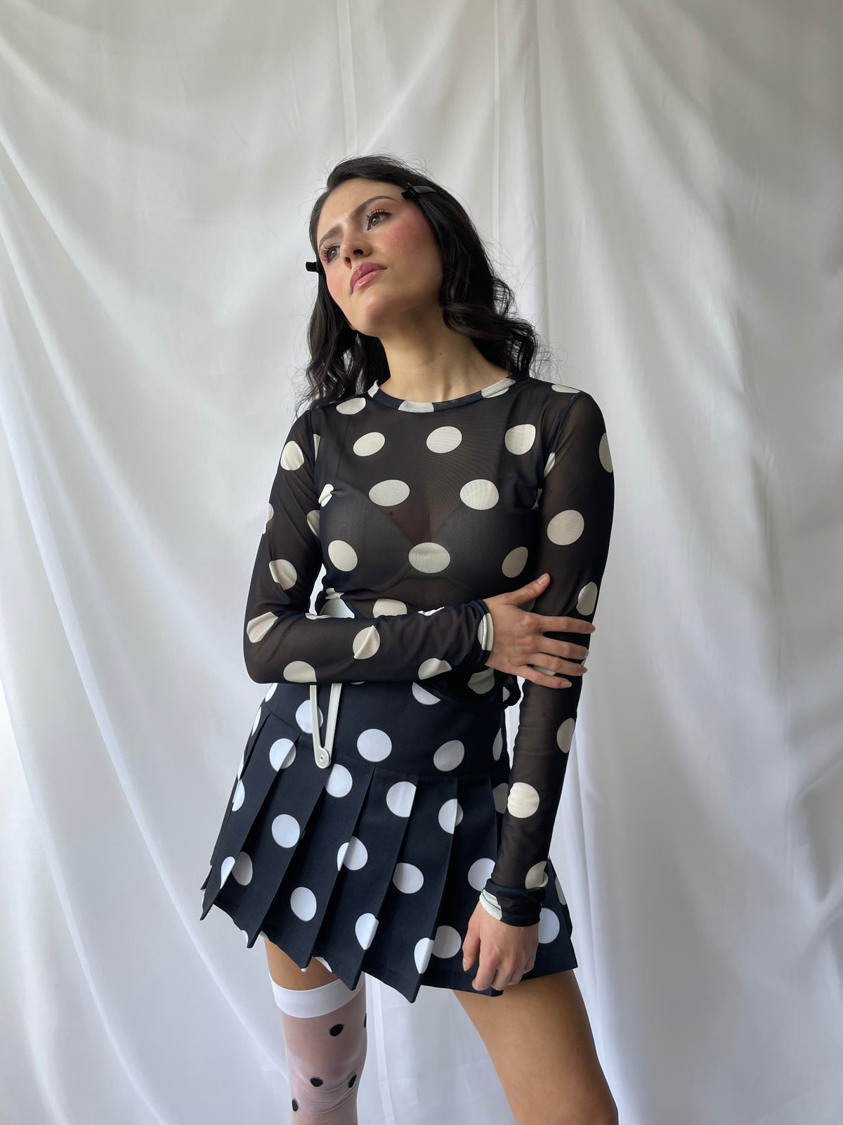 Dot Top Malla Negro/Blanco