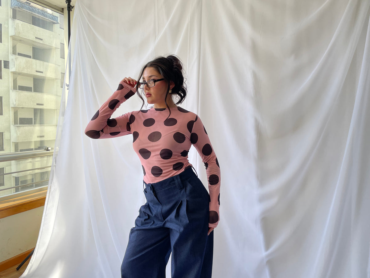 Dot Top Malla Rosado/Café